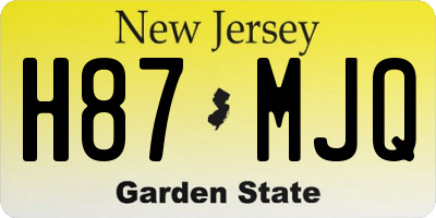 NJ license plate H87MJQ