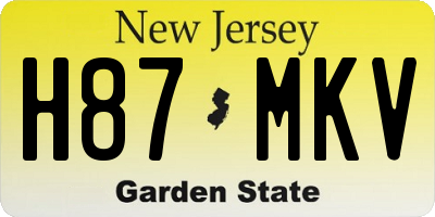 NJ license plate H87MKV