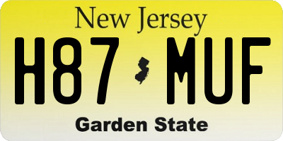 NJ license plate H87MUF