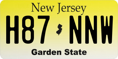 NJ license plate H87NNW