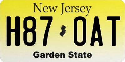 NJ license plate H87OAT
