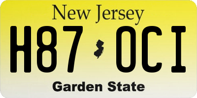 NJ license plate H87OCI