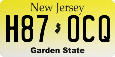 NJ license plate H87OCQ