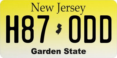 NJ license plate H87ODD