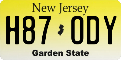 NJ license plate H87ODY