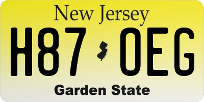NJ license plate H87OEG