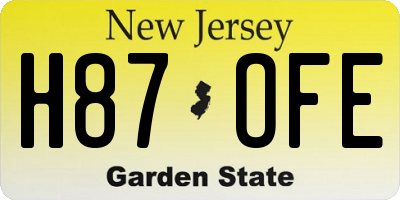 NJ license plate H87OFE