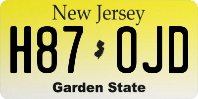 NJ license plate H87OJD