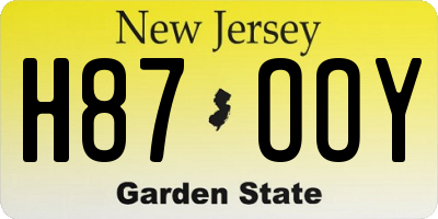 NJ license plate H87OOY