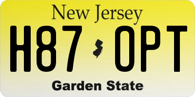 NJ license plate H87OPT
