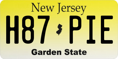 NJ license plate H87PIE