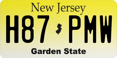 NJ license plate H87PMW