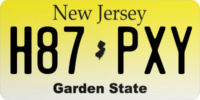 NJ license plate H87PXY