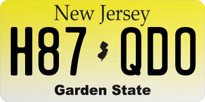 NJ license plate H87QDO