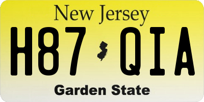 NJ license plate H87QIA