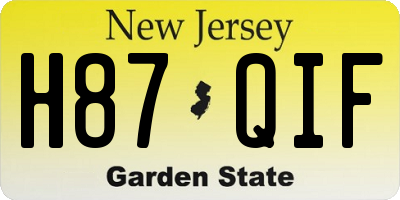 NJ license plate H87QIF