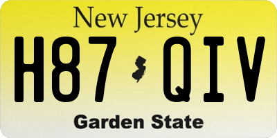 NJ license plate H87QIV