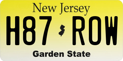 NJ license plate H87ROW