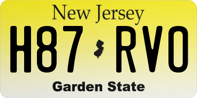 NJ license plate H87RVO