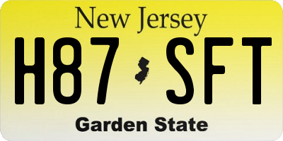 NJ license plate H87SFT