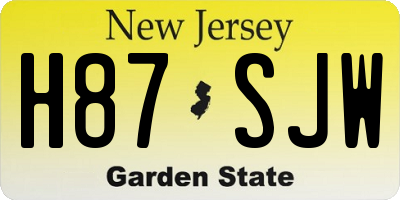 NJ license plate H87SJW
