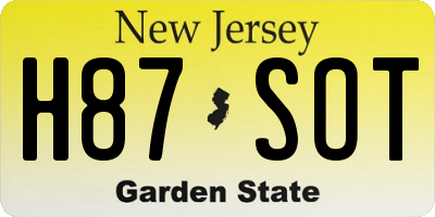 NJ license plate H87SOT