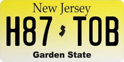 NJ license plate H87TOB