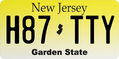NJ license plate H87TTY