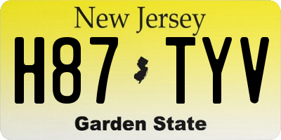 NJ license plate H87TYV