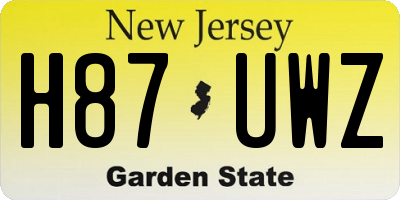 NJ license plate H87UWZ