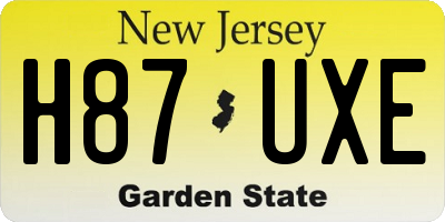 NJ license plate H87UXE