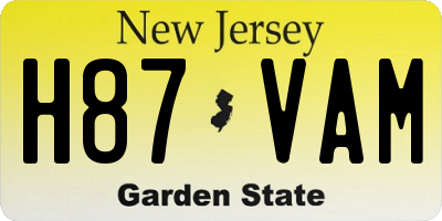 NJ license plate H87VAM