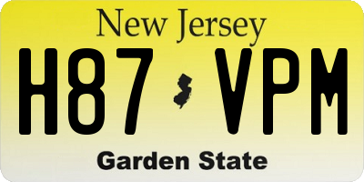 NJ license plate H87VPM