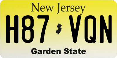 NJ license plate H87VQN