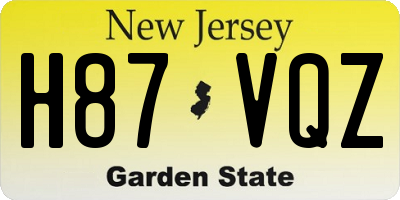 NJ license plate H87VQZ