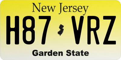 NJ license plate H87VRZ
