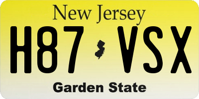 NJ license plate H87VSX