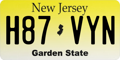 NJ license plate H87VYN