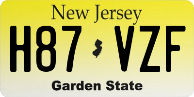NJ license plate H87VZF