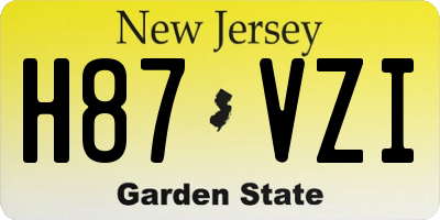 NJ license plate H87VZI