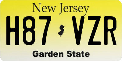 NJ license plate H87VZR