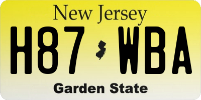 NJ license plate H87WBA