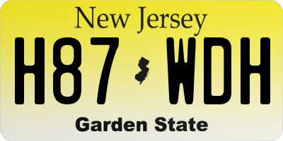 NJ license plate H87WDH
