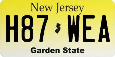NJ license plate H87WEA