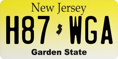 NJ license plate H87WGA
