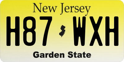 NJ license plate H87WXH