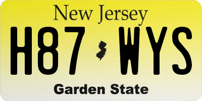 NJ license plate H87WYS