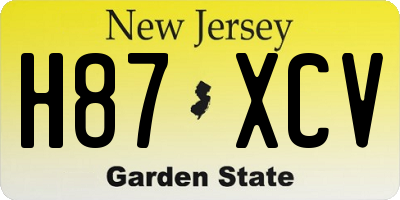 NJ license plate H87XCV