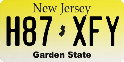NJ license plate H87XFY