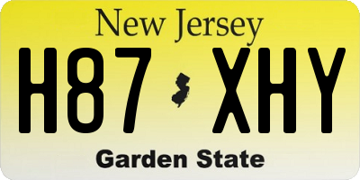 NJ license plate H87XHY